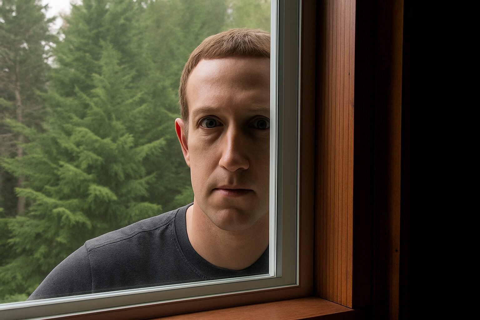 Mark Zuckerberg Looking at neighbours house.